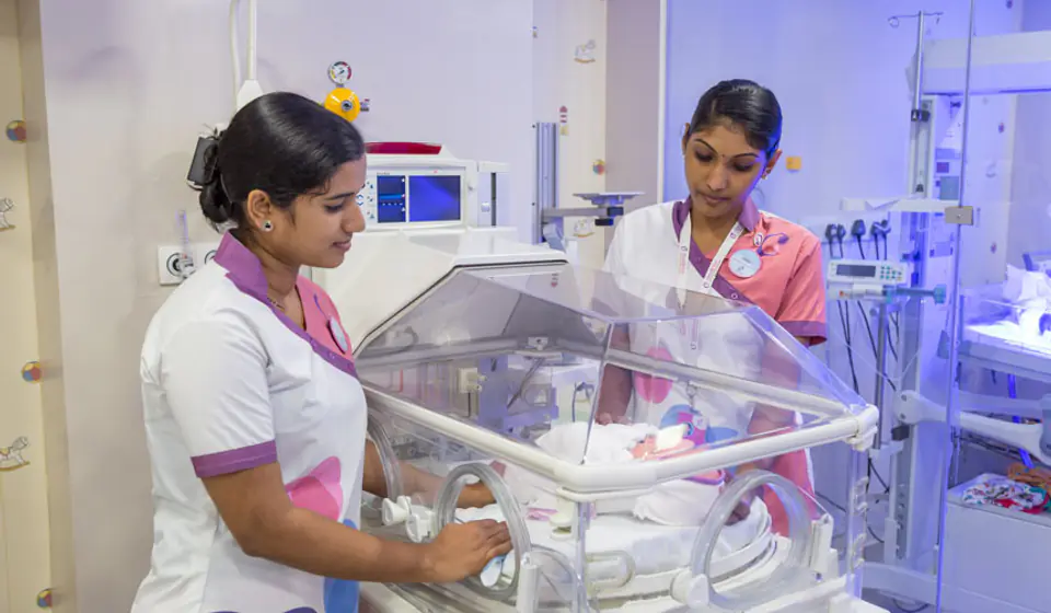 Indian newborn and pediatric care in a hospital nursery
